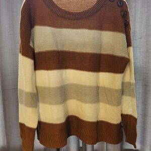 Staccato Brown and Cream Striped Sweater